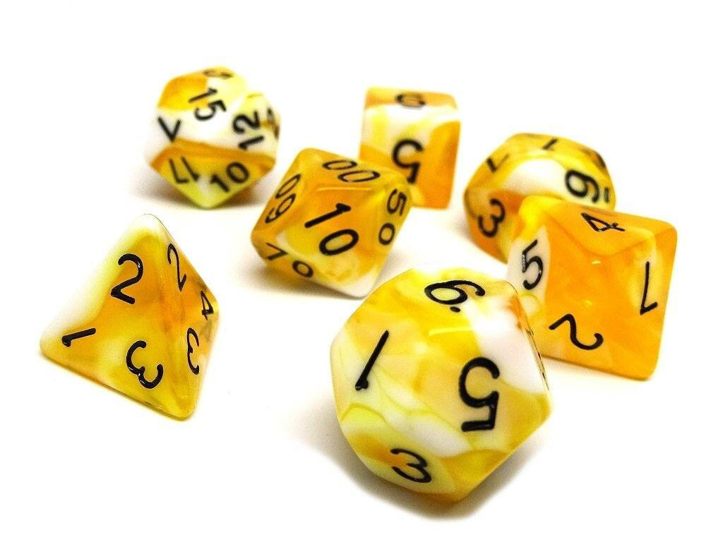 

Аксессуары Game Plus Products Game Plus Products Dice: 16mm Swirl - Yellow/White w/ Black (7)
