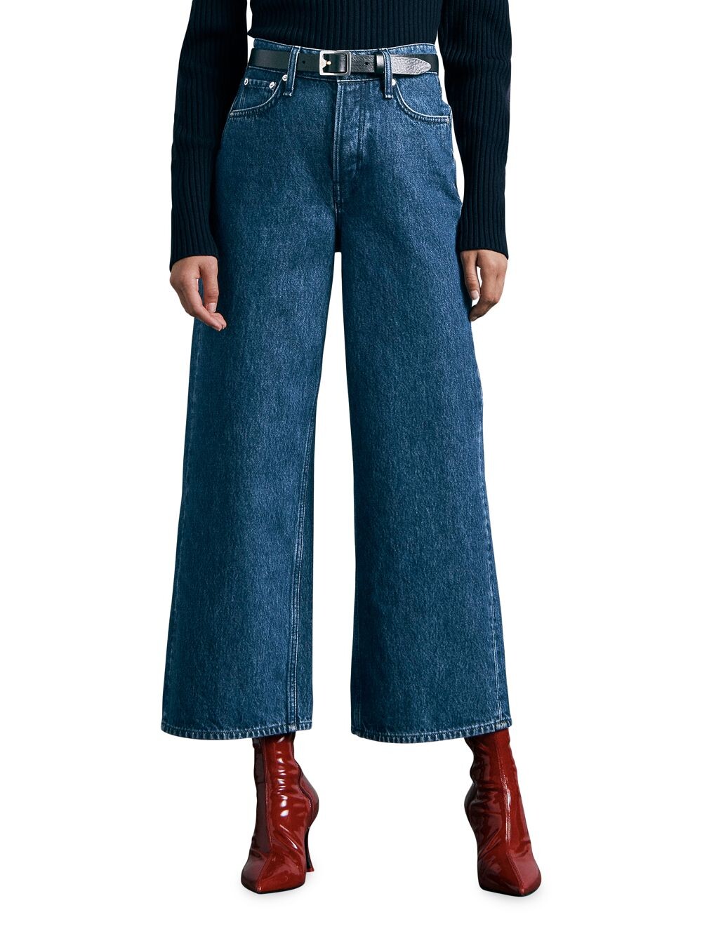 

Широкие джинсы до щиколотки Andi с высокой посадкой rag & bone, синий