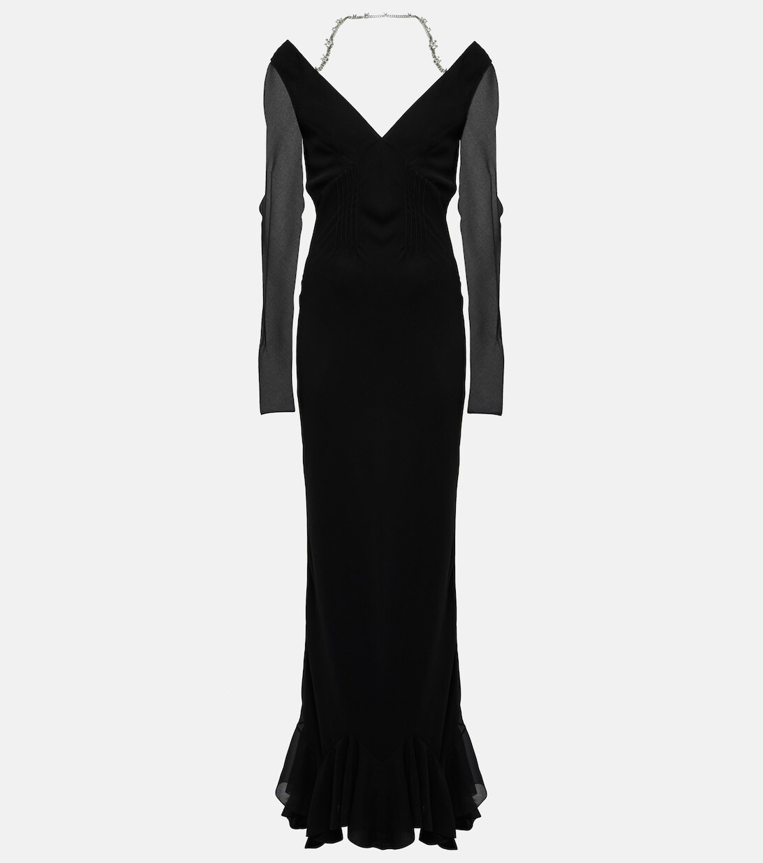 

Украшенное платье с открытыми плечами GIVENCHY, черный