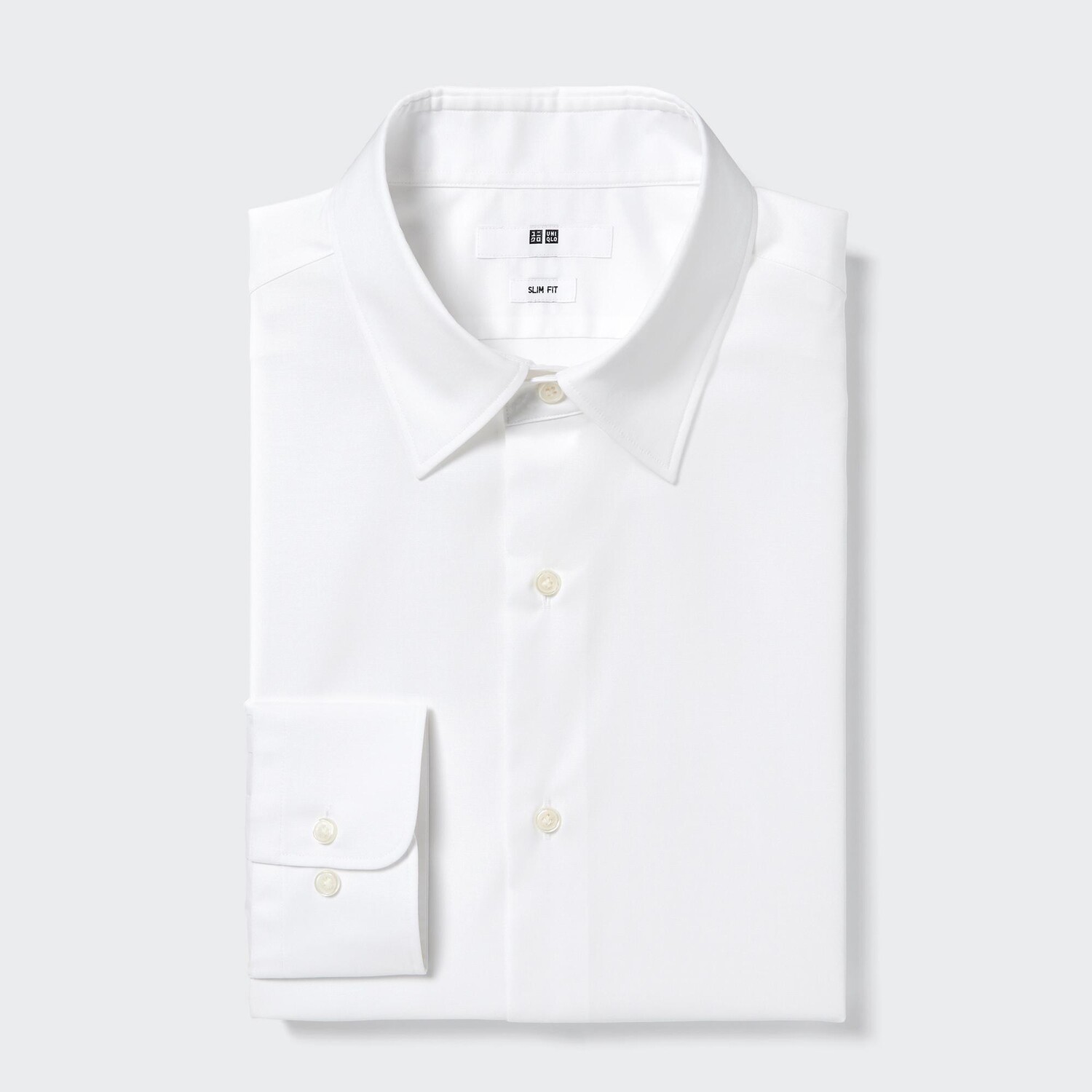 

Рубашка UNIQLO Easy Care узкого кроя с воротником, белый