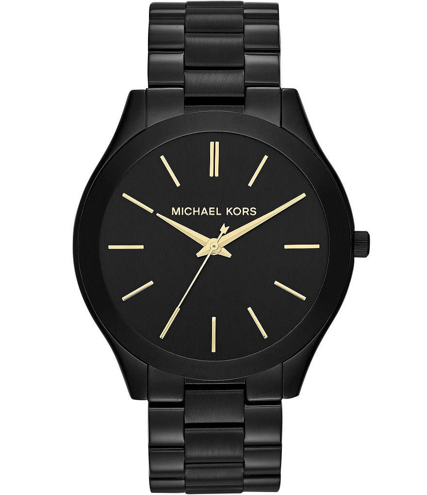 Часы Michael Kors Slim Runway с 3-ручным браслетом из нержавеющей стали, черный часы наручные michael kors slim runway черный