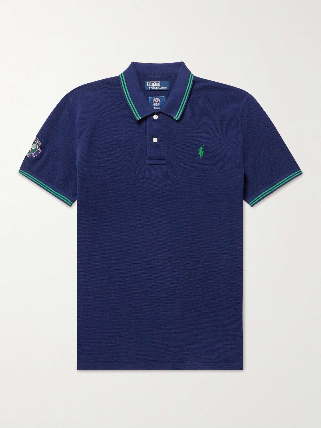 

Рубашка поло из хлопка-пике с вышитым логотипом Wimbledon и аппликацией POLO RALPH LAUREN, нави