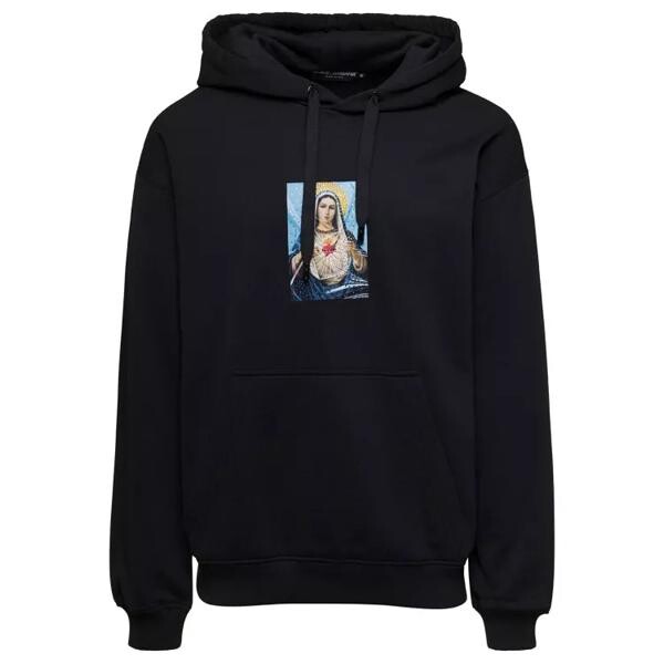 

Футболка hoodie with print and fusible rhinestone in Dolce&Gabbana, черный