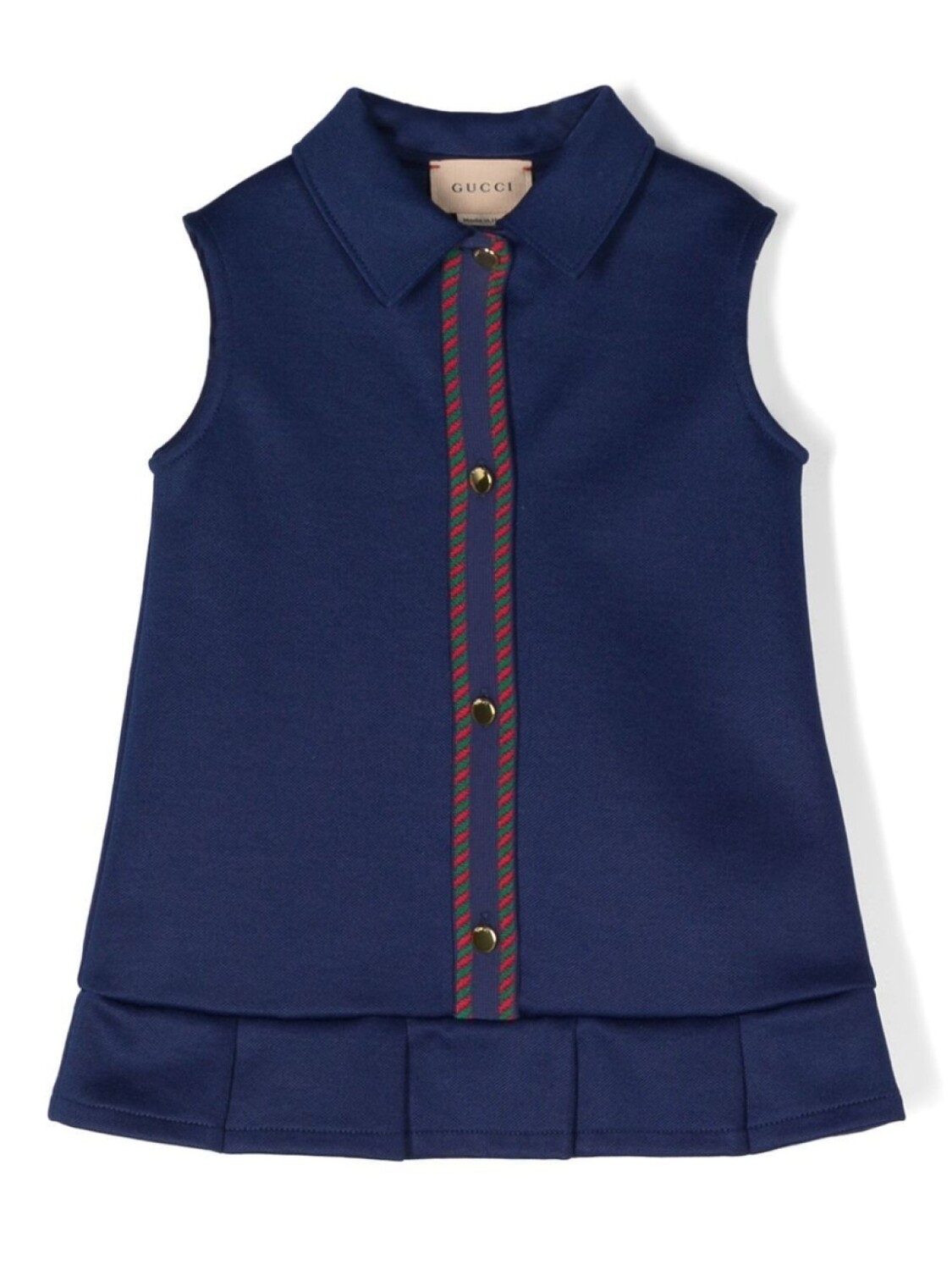 

Платье с плиссировкой и полосками Gucci Kids, синий