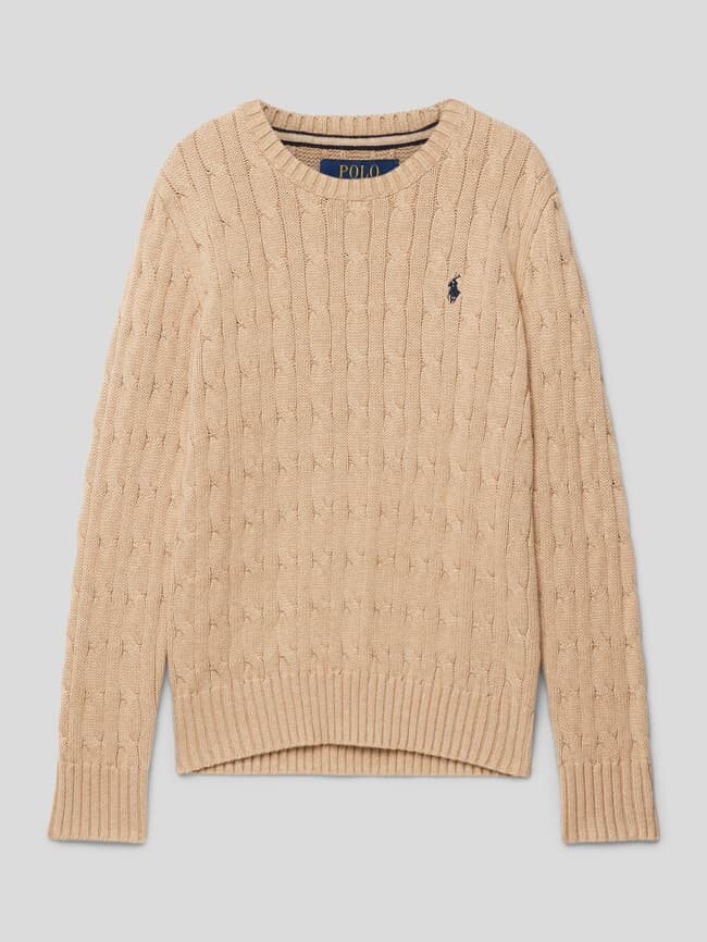 

Вязаный свитер косным узором Polo Ralph Lauren, бежевый