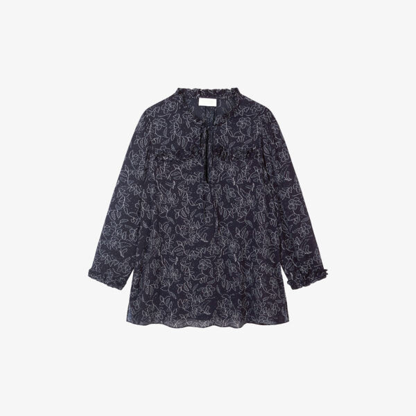 

Блузка из ткани с принтом georgette The White Company, синий