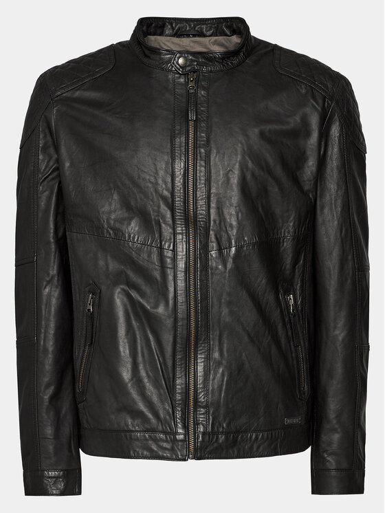 Кожаная куртка стандартного кроя Mustang, черный кожаная куртка mustang размер xl черный