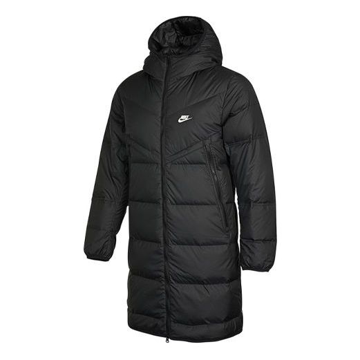 цена Пуховик Men's Nike Logo Mid-Length Sports Hooded Down Jacket Black, черный