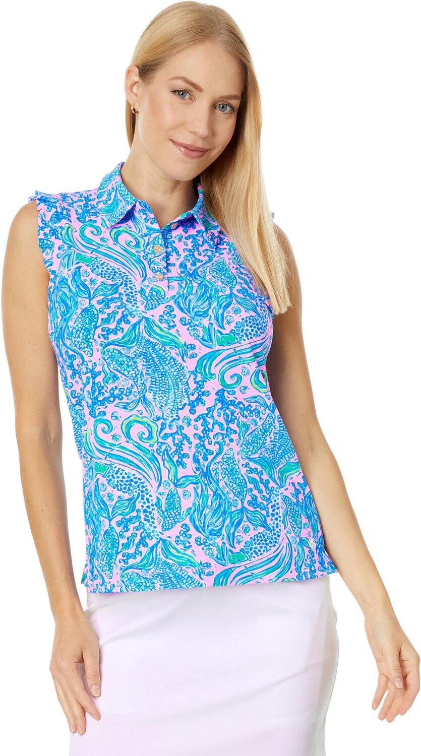 

Рубашка-поло Frida Sleeveless Ruffle Polo Lilly Pulitzer, цвет Lilac Rose We Mermaid It