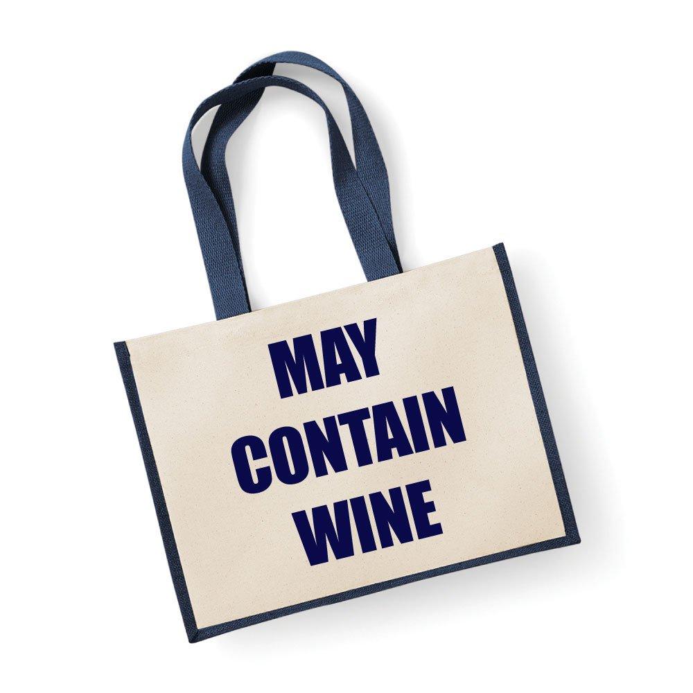 Большая темно-синяя джутовая сумка может содержать вино 60 SECOND MAKEOVER, синий джутовая сумка большая синяя 34x43x19 см