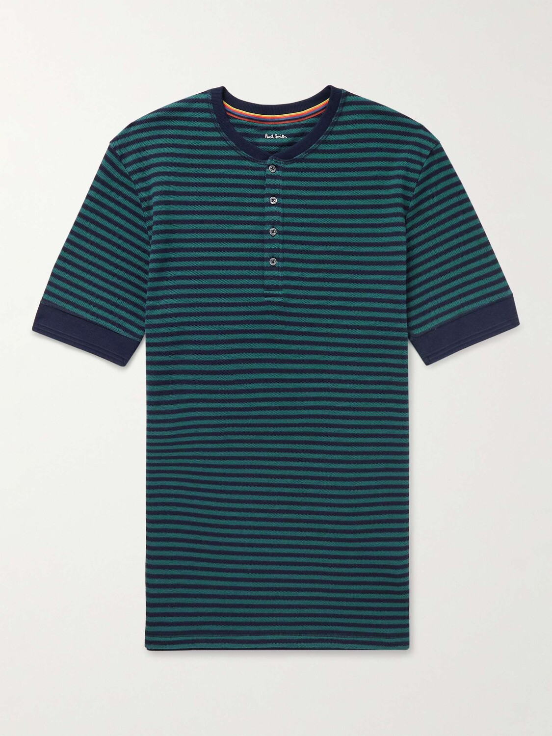 

Футболка Henley из хлопка и модала в полоску из пике PAUL SMITH, зеленый