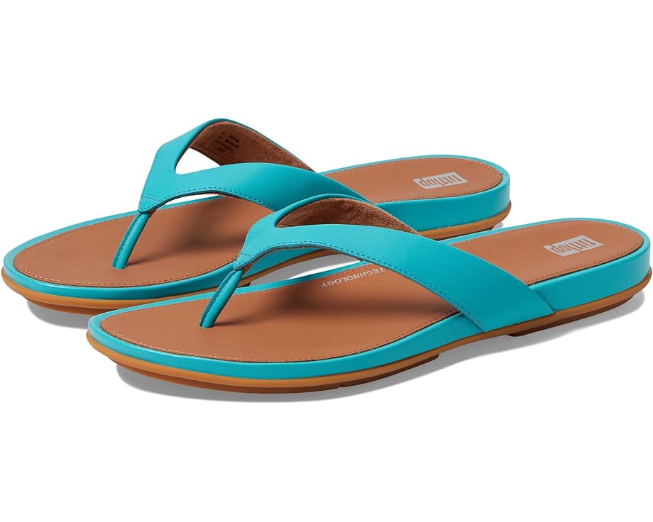 Сандалии FitFlop Gracie Leather Flip-Flops, цвет Tahiti Blue цена и фото