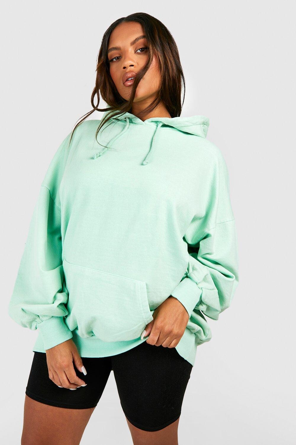 

Худи oversize plus overdye basic Boohoo, шалфей