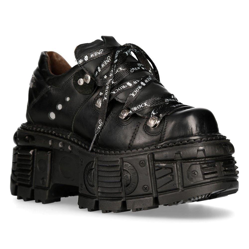 Металлические ботинки унисекс на платформе New Rock в стиле панк — M-TANK120N, черный