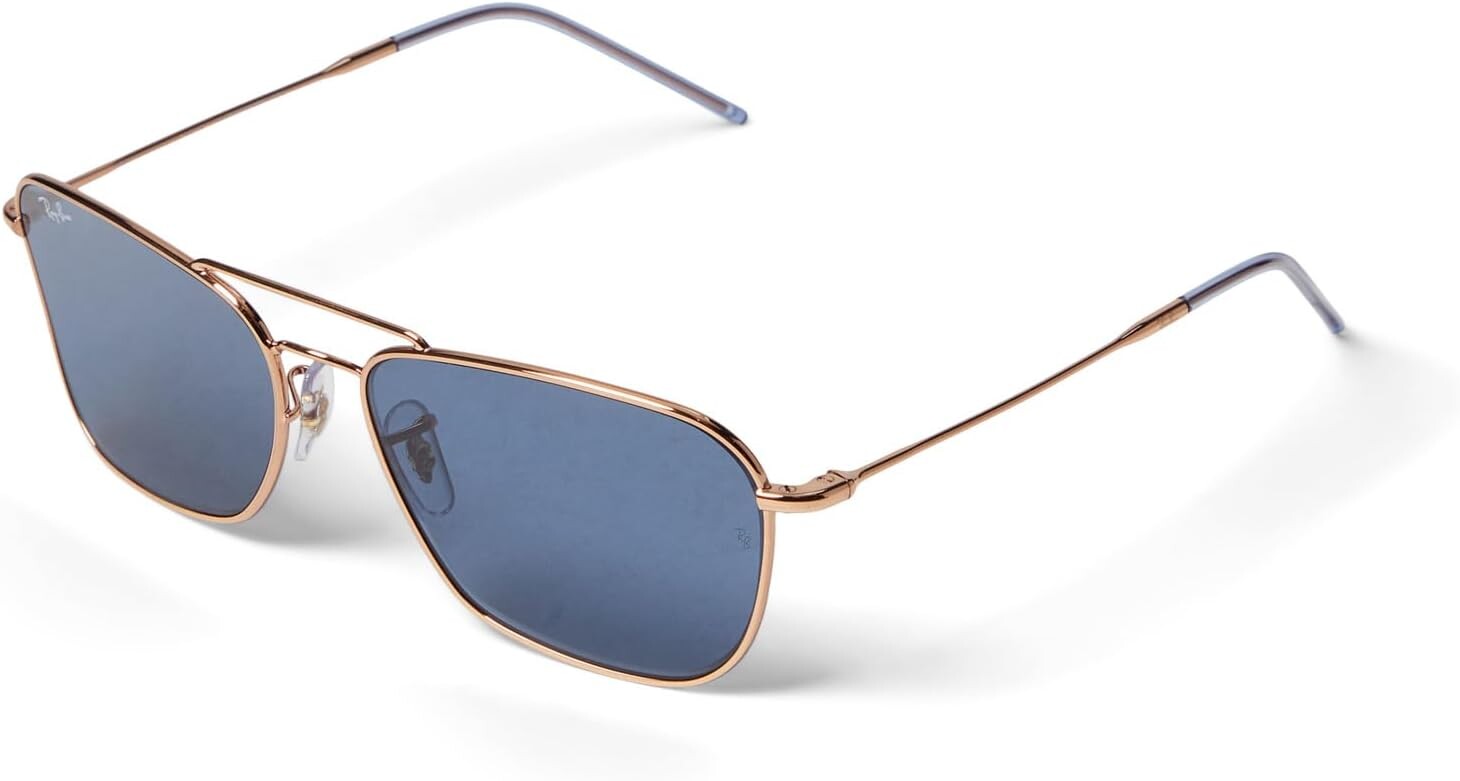 Солнцезащитные очки 58 mm 0RBR0102S Caravan Reverse Ray-Ban, цвет Rose Gold/Dark Blue