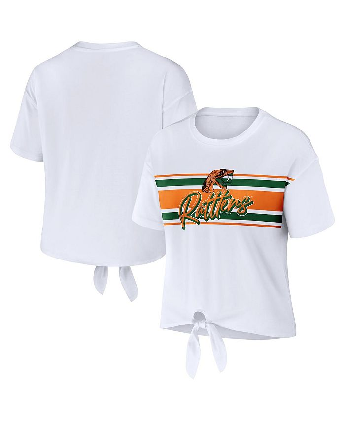 

Женская белая укороченная футболка в полоску с узлом спереди Florida A&M Rattlers WEAR by Erin Andrews, белый