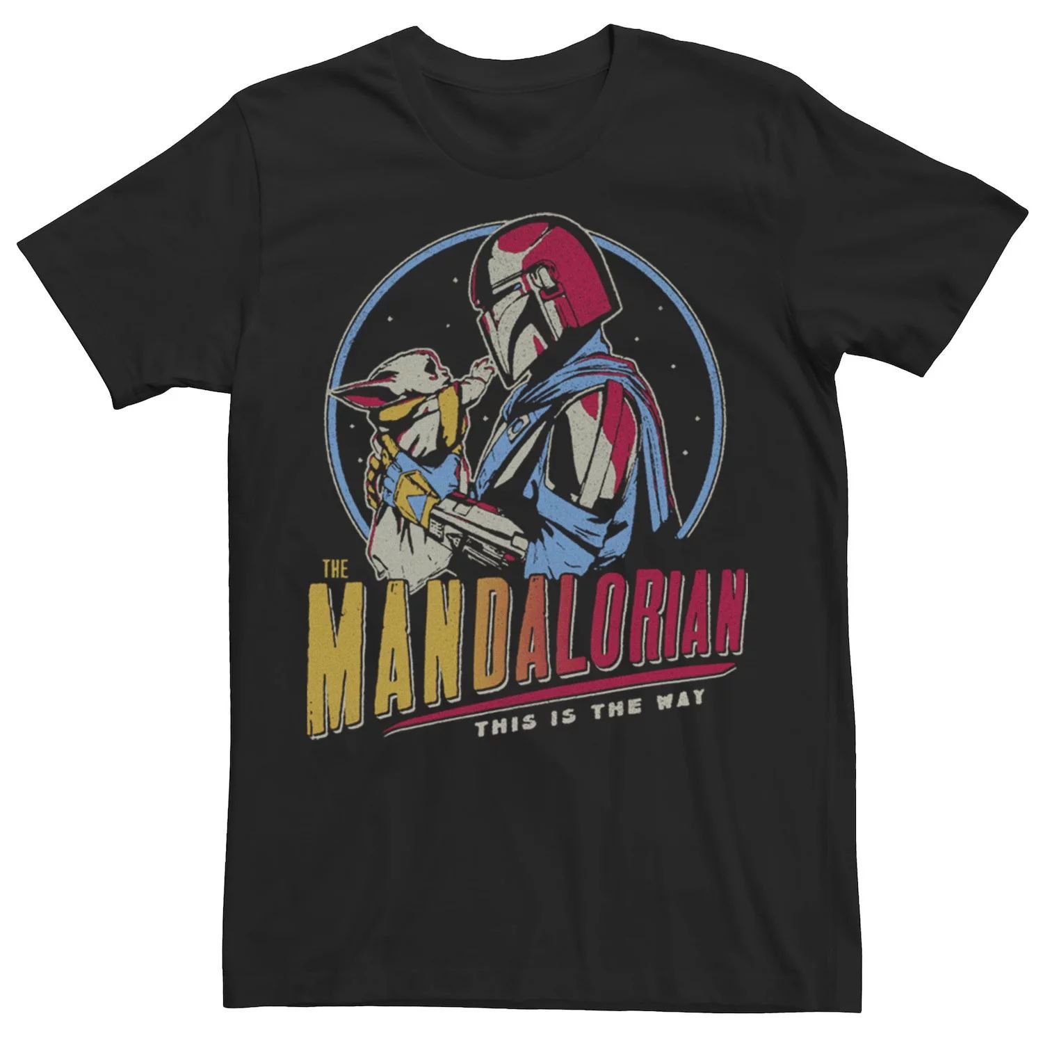 

Мужская футболка Star Wars: The Mandalorian Mando And Grogu Dark Rainbow Licensed Character