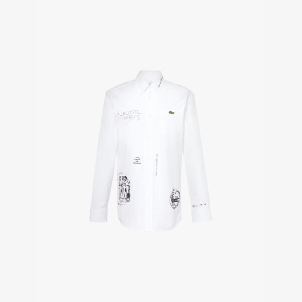 

Футболка свободного кроя из хлопка с вышивкой, коллекция Fw24 Lacoste, белый