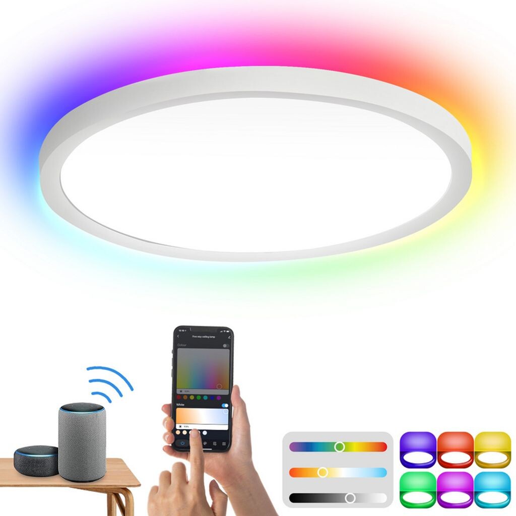 

TolleTour 24W Smart LED потолочный светильник с RGB-подсветкой для кухни, IP44, регулировка яркости, белый