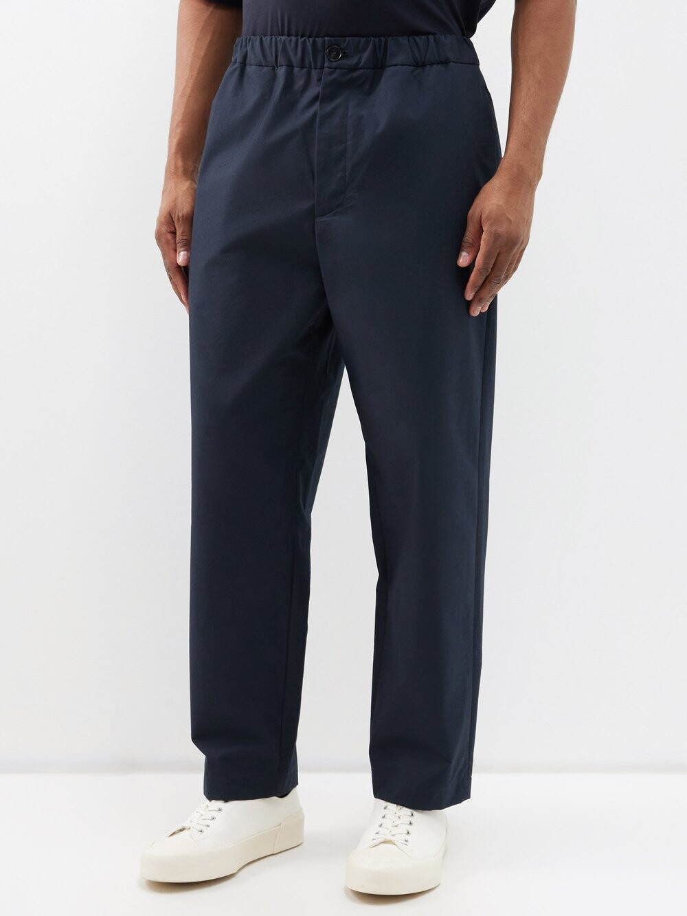 

Хлопковые брюки с эластичной талией Jil Sander, синий