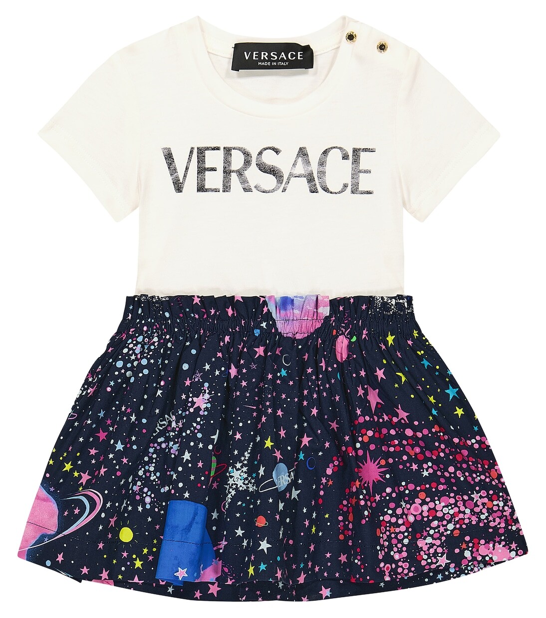 

Хлопковое платье с логотипом baby Versace Kids, мультиколор