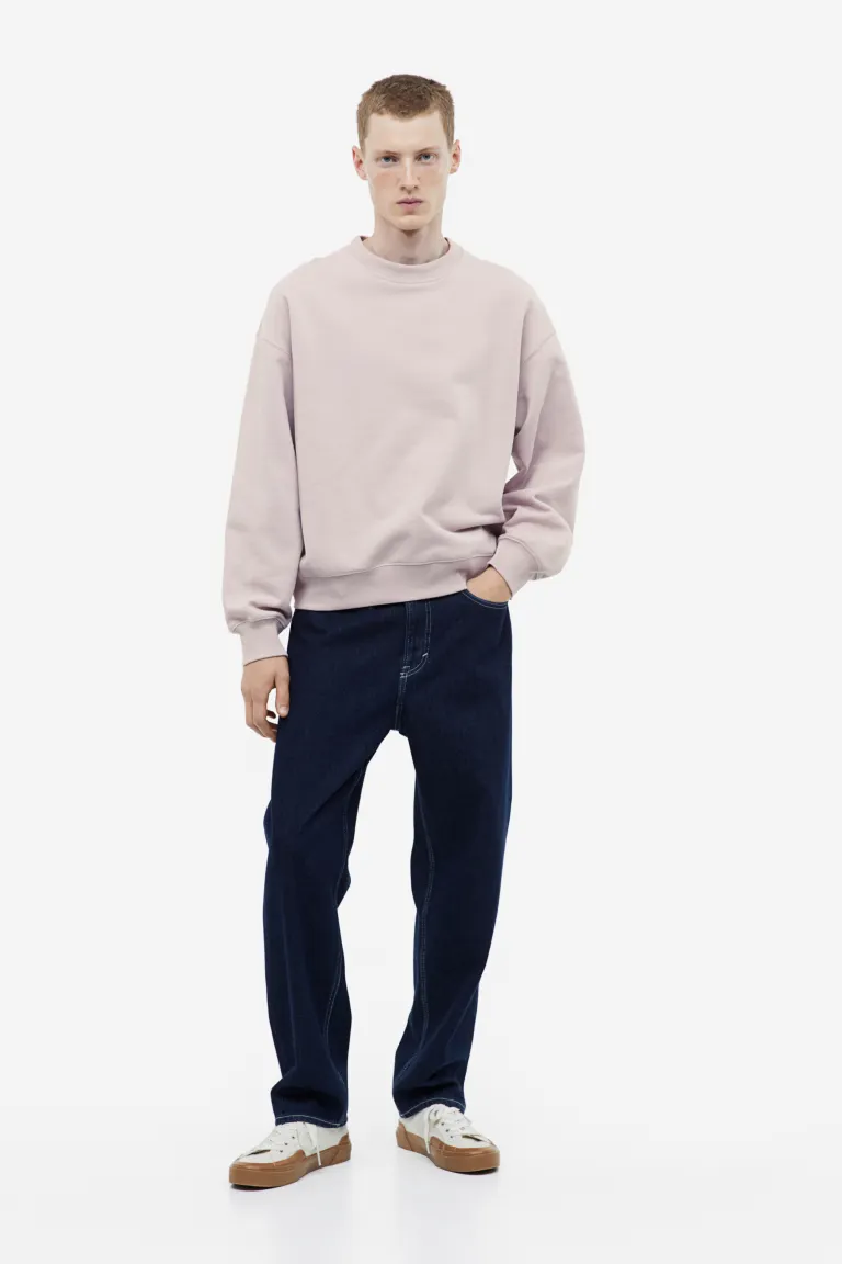 

Хлопковая толстовка oversized fit H&M, розовый