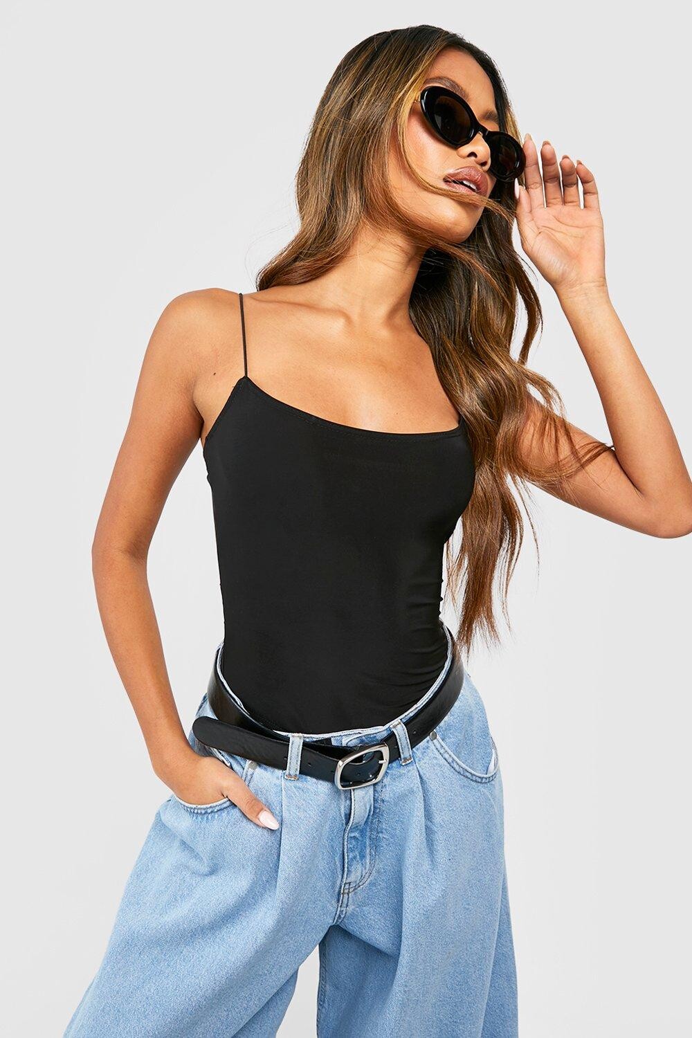 

Облегающее боди на спагетти-ременках Boohoo, черный