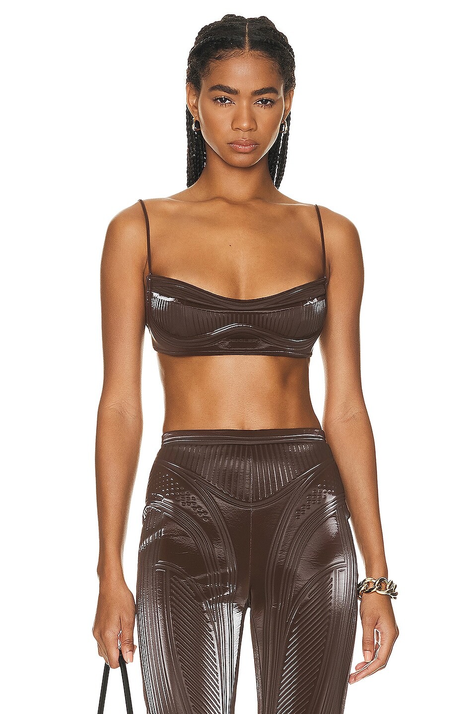 

Топ Mugler Embossed Bralette, цвет Chocolate