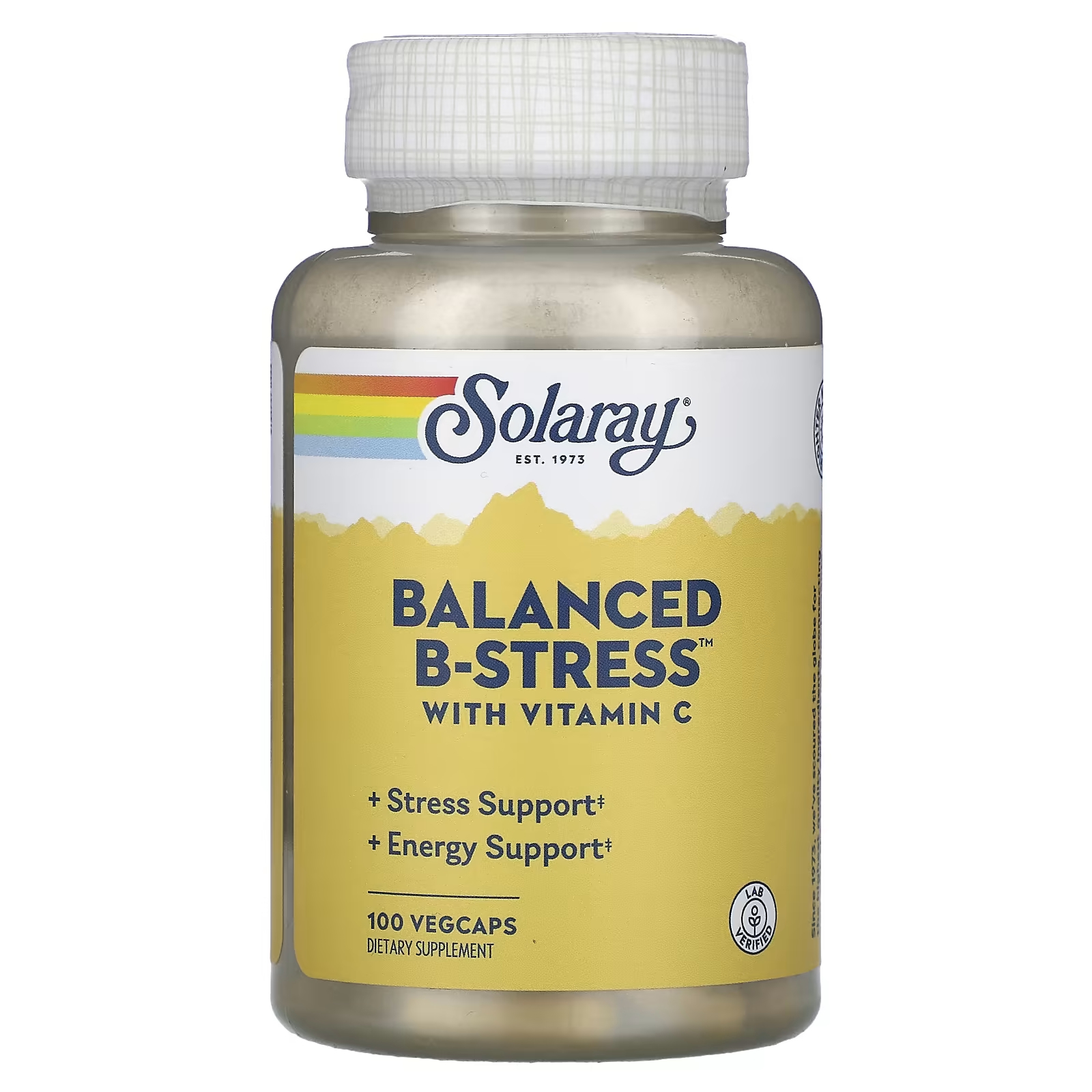 цена Solaray Balanced B-Stress с витамином С, 100 растительных капсул