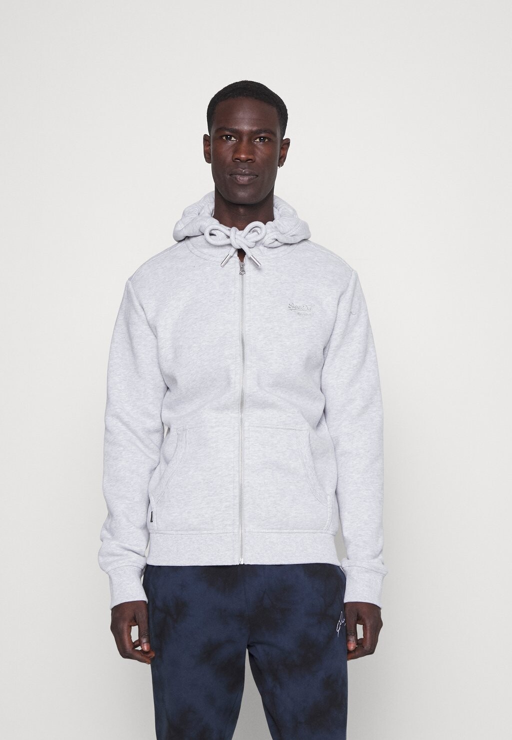 

Толстовка на молнии Superdry Vintage Logo Ziphood, ледниково-серый меланж