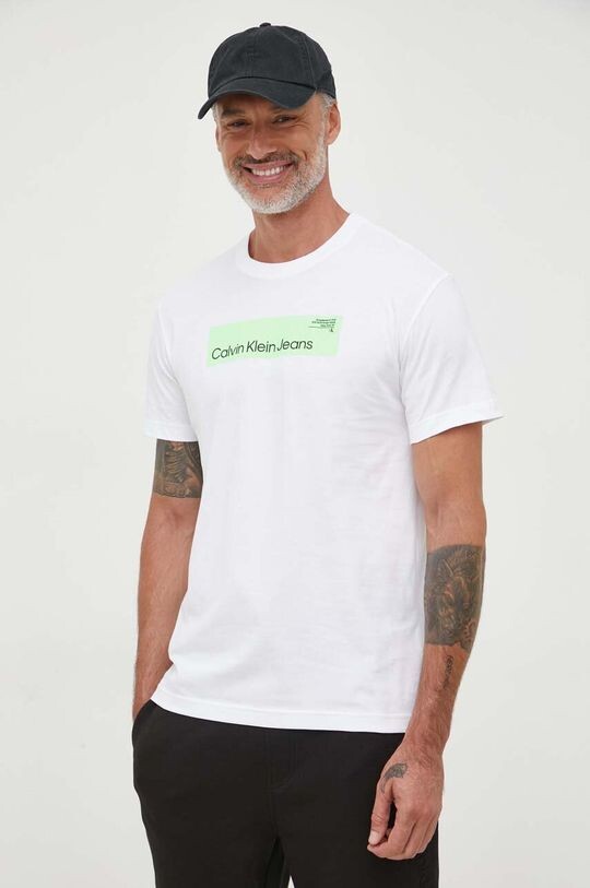 

Хлопковая футболка Calvin Klein Jeans, белый