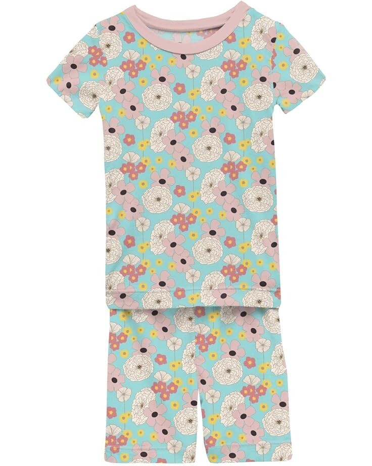 

Пижамный комплект Kickee Pants Short Sleeve Pajama Set with Shorts, цвет Summer Sky Flower Power