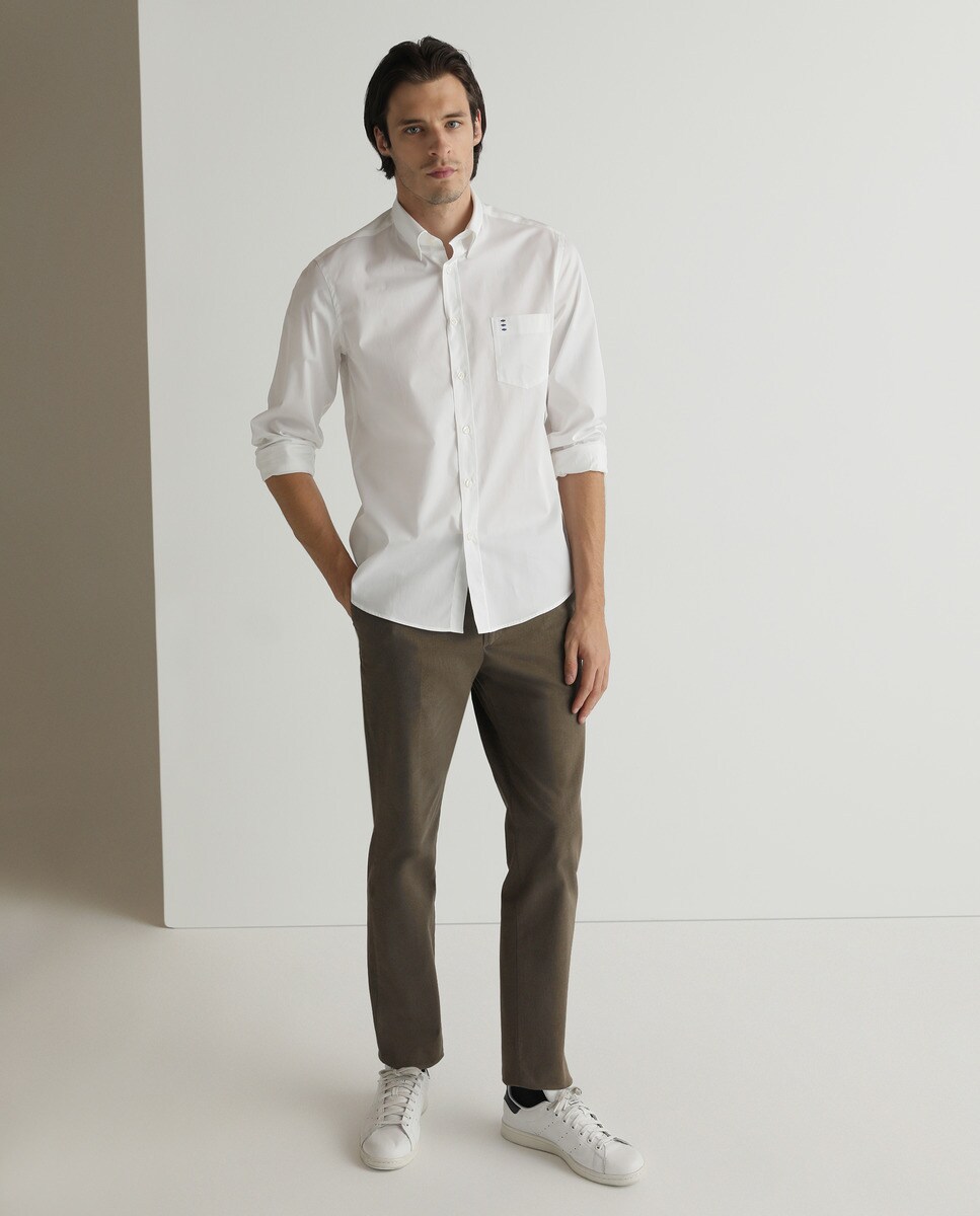 Белая однотонная мужская рубашка обычного размера Florentino, белый