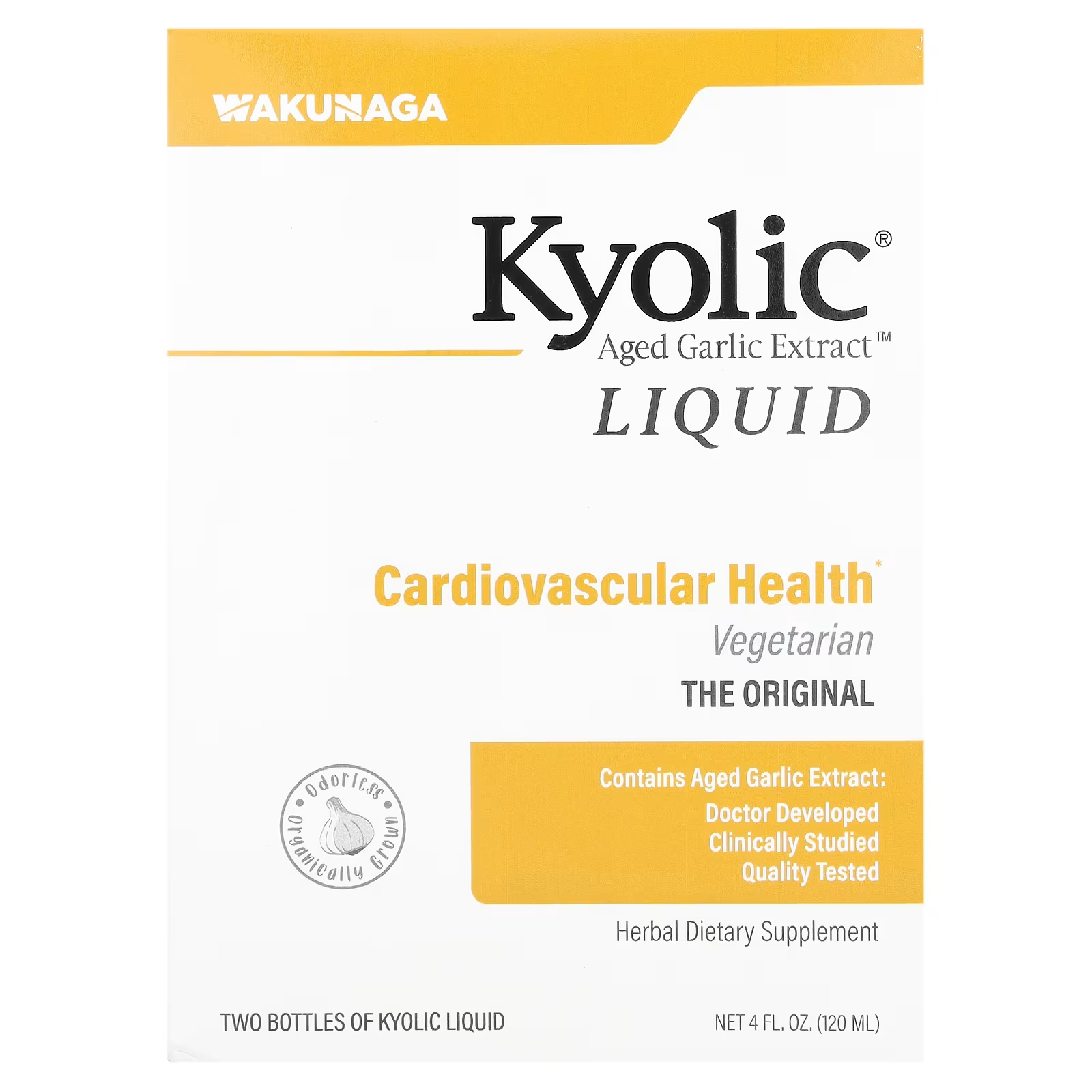 Жидкий экстракт выдержанного чеснока Kyolic, 2 бутылки по 60 мл kyolic для поддержания сердечно сосудистой системы formula 100 200 таблеток