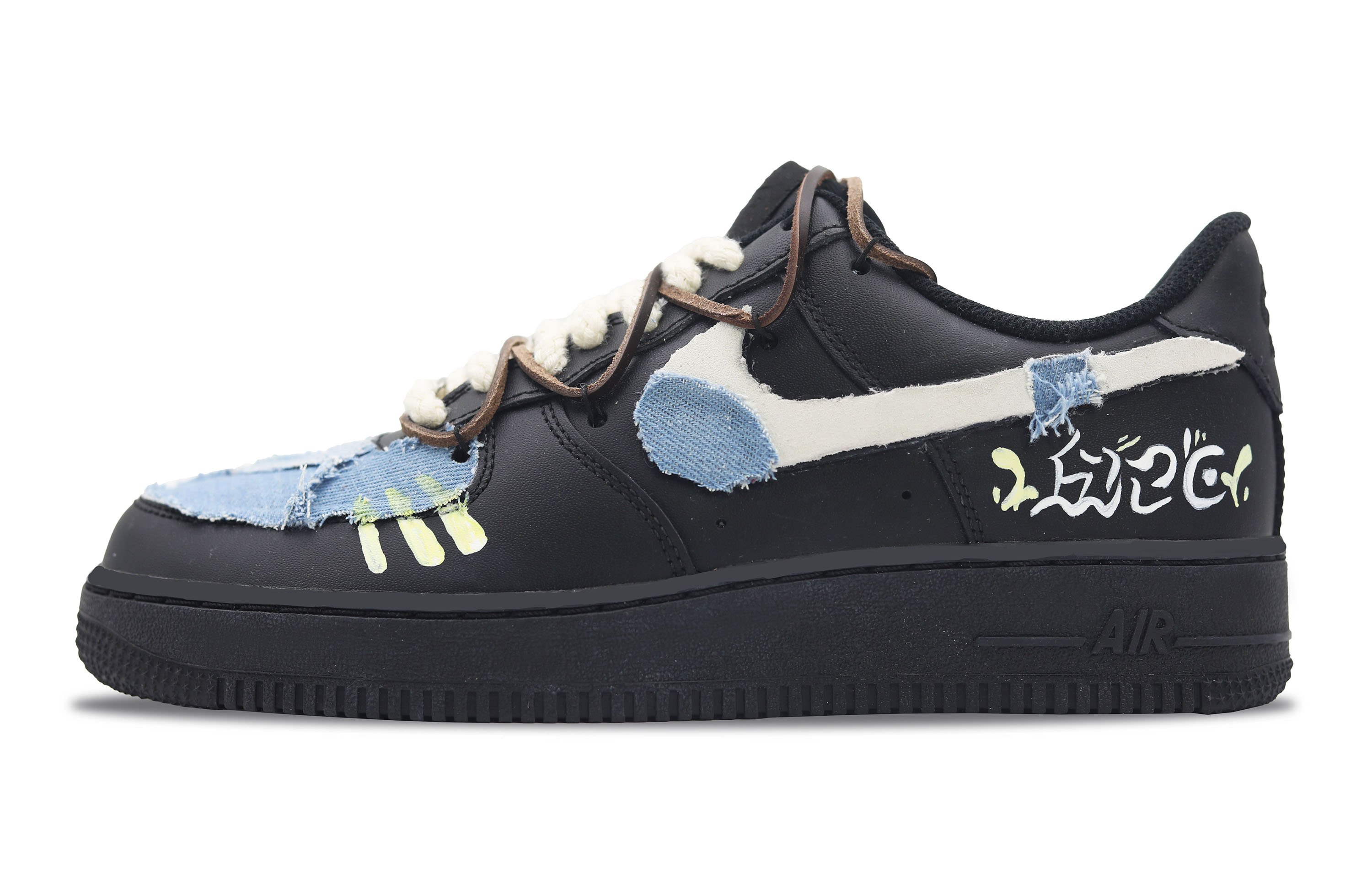 

Кроссовки Nike Air Force 1 Skateboarding Shoes Women's Low-top Black/white/blue/yellow, черный