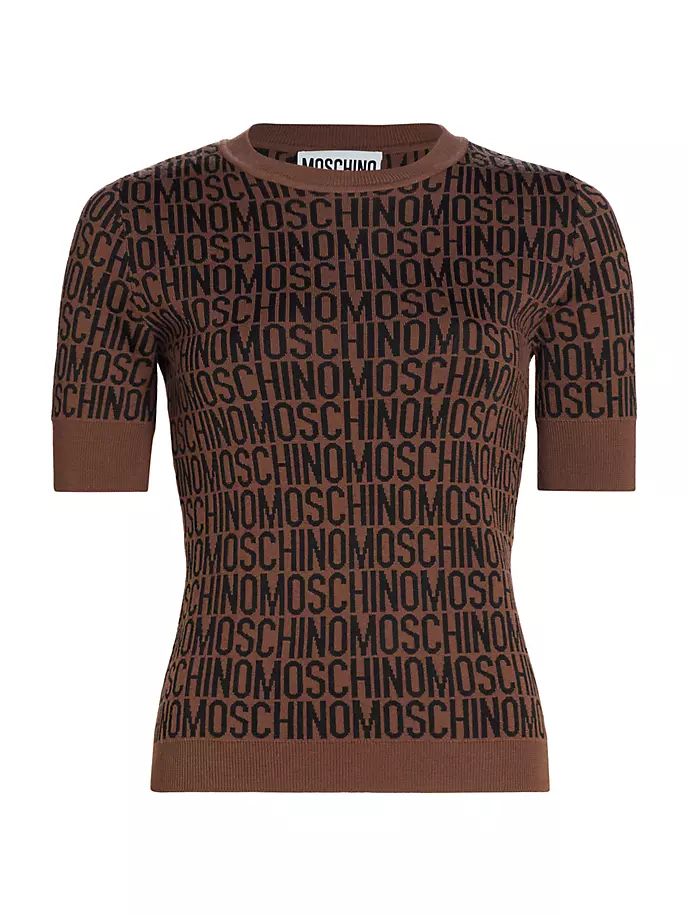 

Приталенная футболка с логотипом Moschino, цвет fantasy print brown