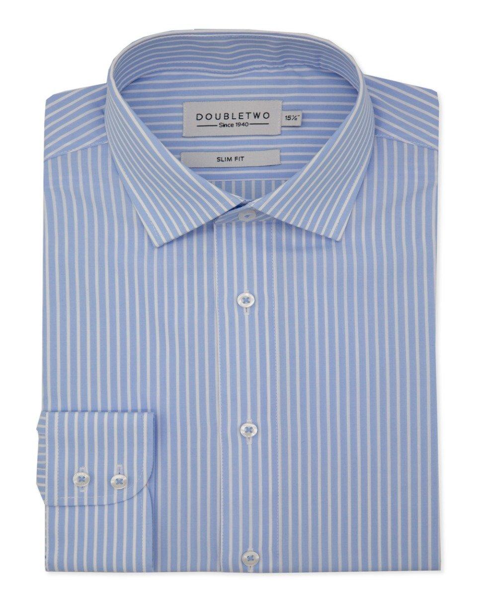 Классическая голубая рубашка в полоску с длинным рукавом Double TWO, синий рубашка мужская в полоску reno голубая размер l