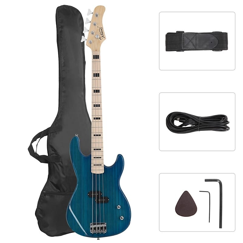 

Басс гитара Glarry GP Electric Bass Guitar Without Pickguard Blue