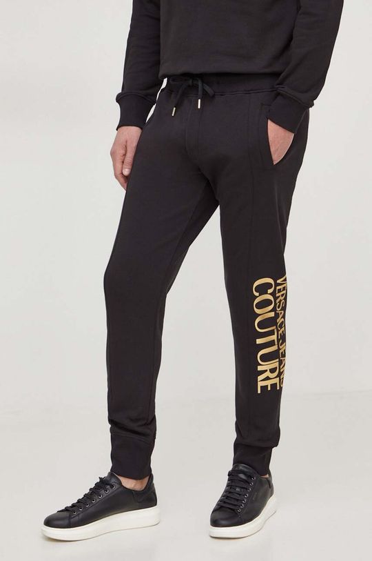 цена Хлопковые спортивные брюки Versace Jeans Couture, черный