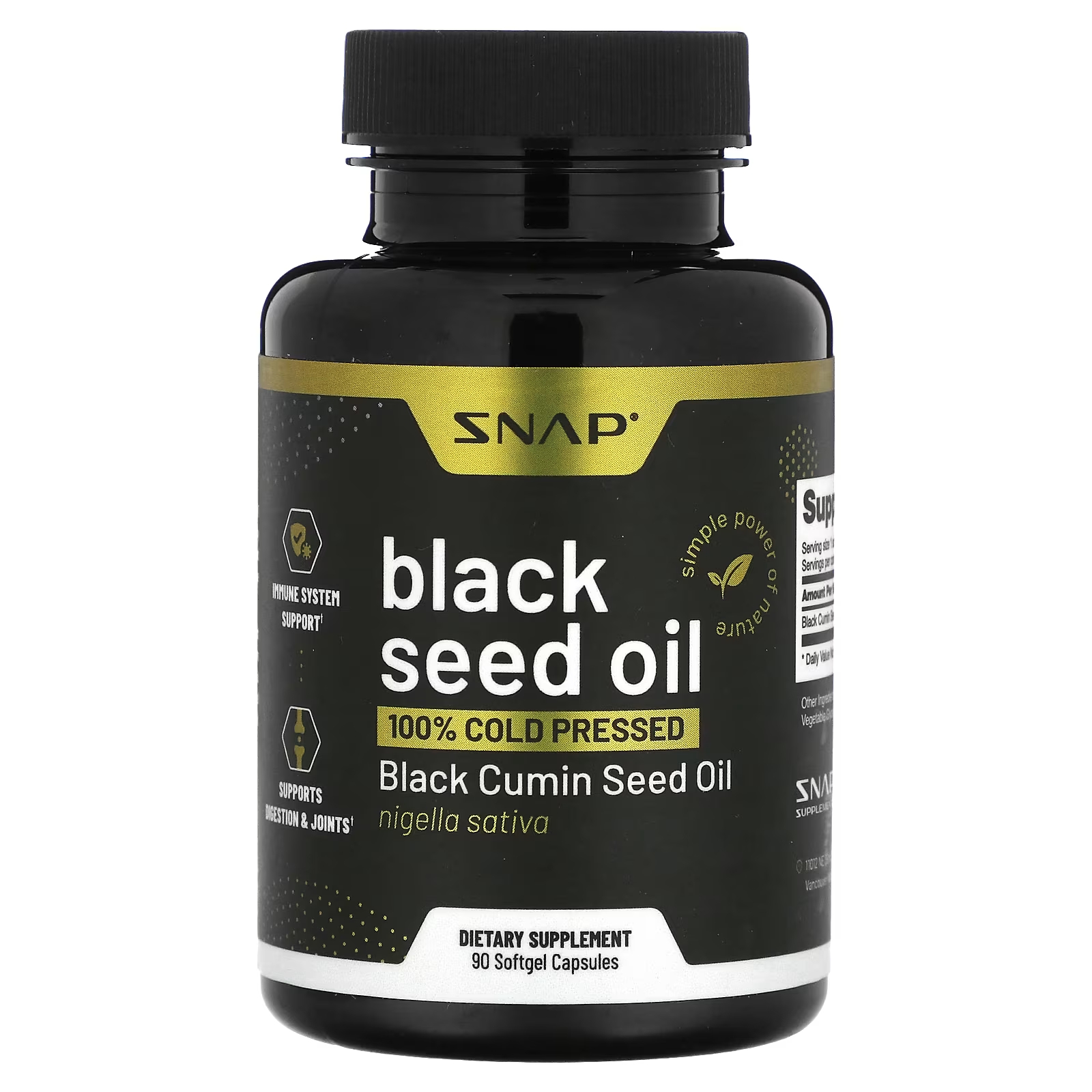 черный тмин nigella sativa целебные свойства Snap Supplements Масло черного тмина, 90 мягких желатиновых капсул