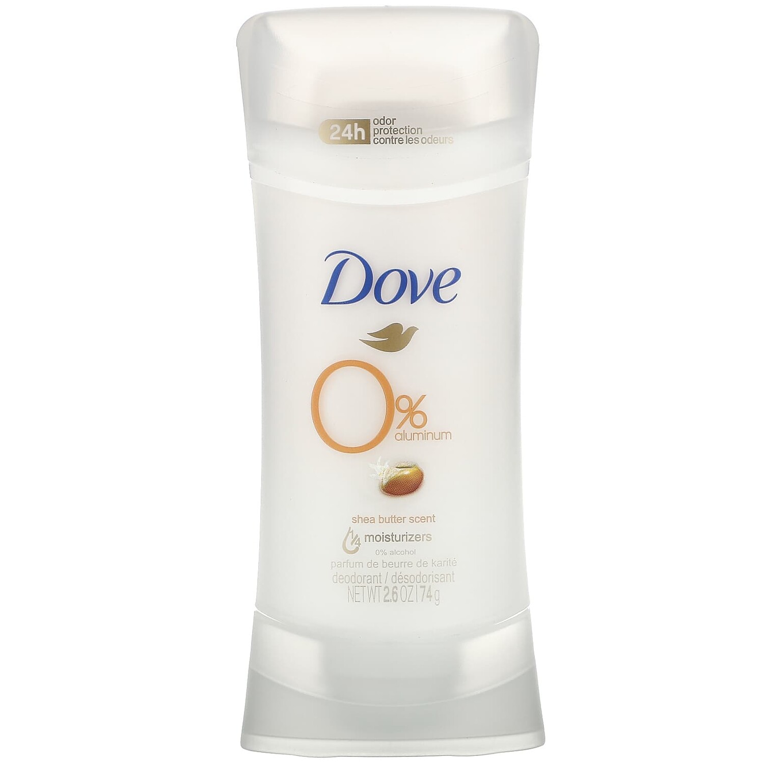 

0% алюминиевый дезодорант, масло ши, 2,6 унции (74 г), Dove