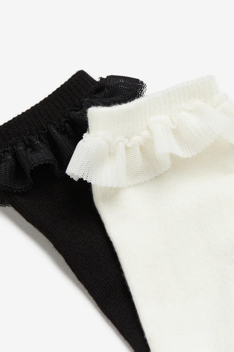 носки с рюшами 2 пары носков по колено с оборкой на конце H&M, черный