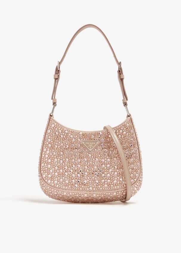 

Сумка через плечо Prada Cleo Satin Crystal, розовый