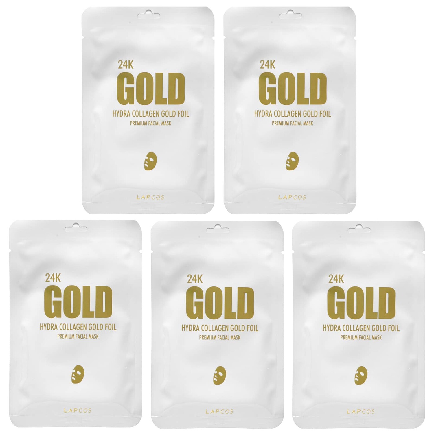 

24K Gold Hydra Collagen Gold Foil, косметическая маска для лица премиального качества, 5 шт., 25 г (0,88 унции), Lapcos