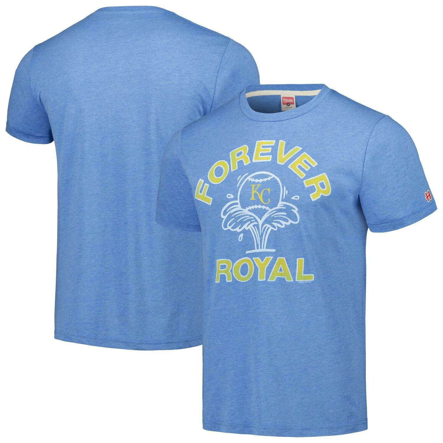 

Мужская голубая футболка Homage Kansas City Royals Doddle Collection Forever Royal Tri-Blend, Синий