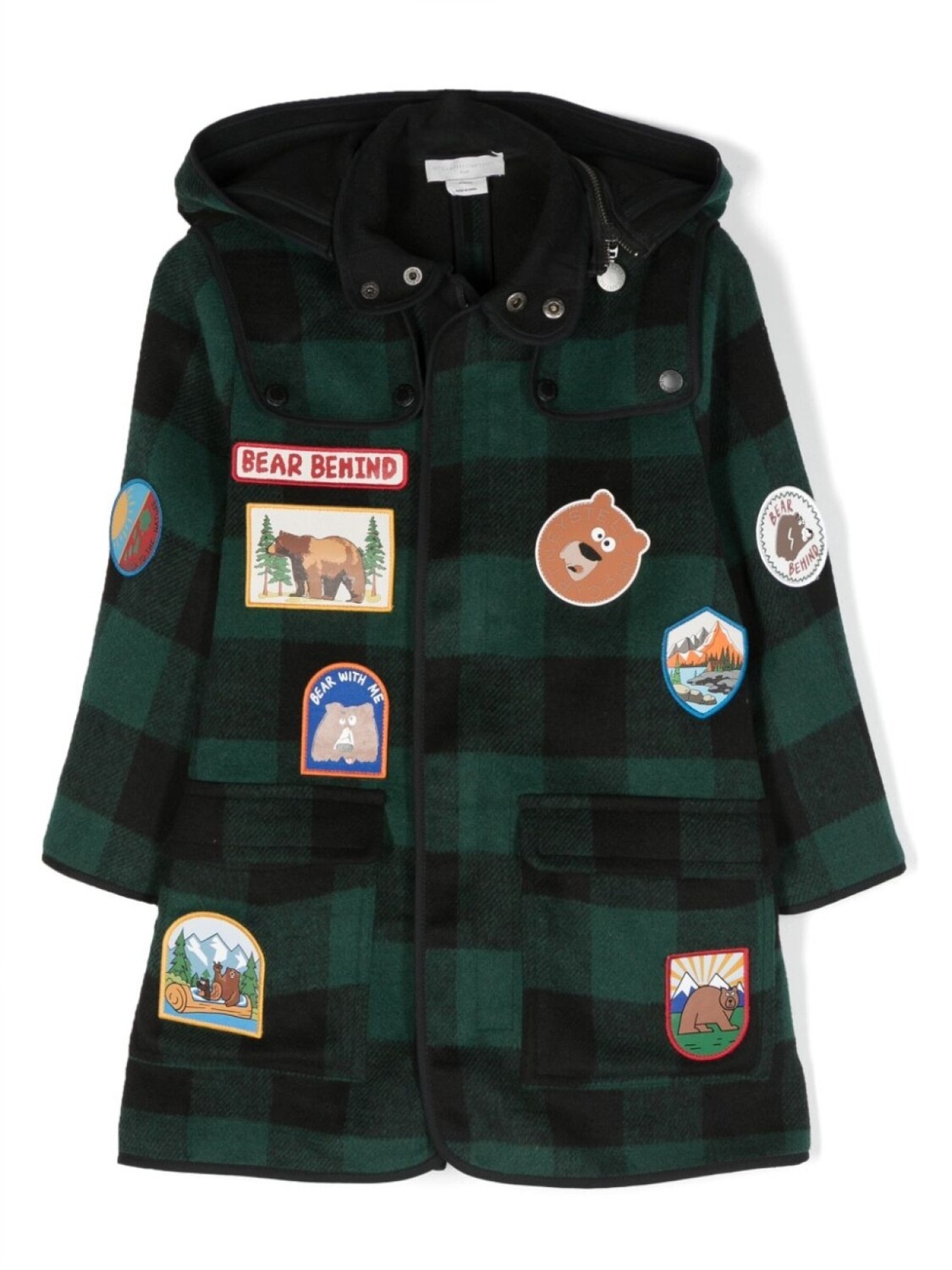 

Stella McCartney Kids клетчатое пальто с нашивками, зеленый