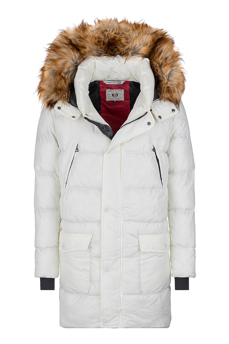 Длинная стеганая зимняя куртка с капюшоном Giorgio Di Mare, белый
