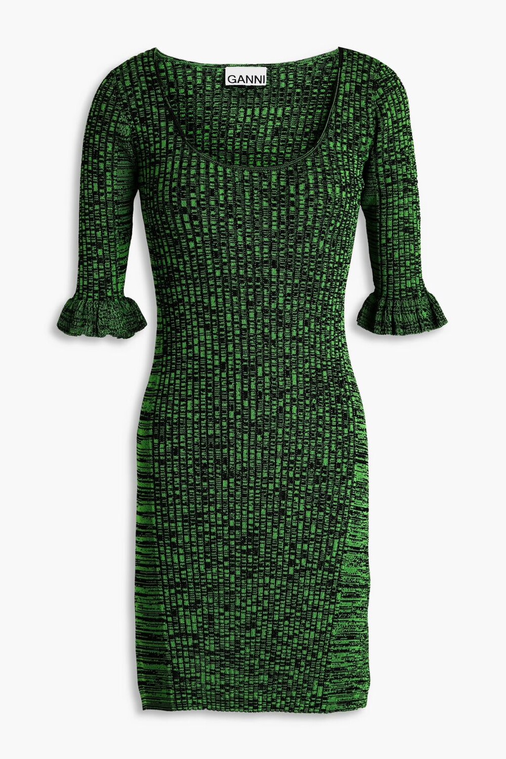 

Платье мини в рубчик с узором Marled Ganni, зеленый