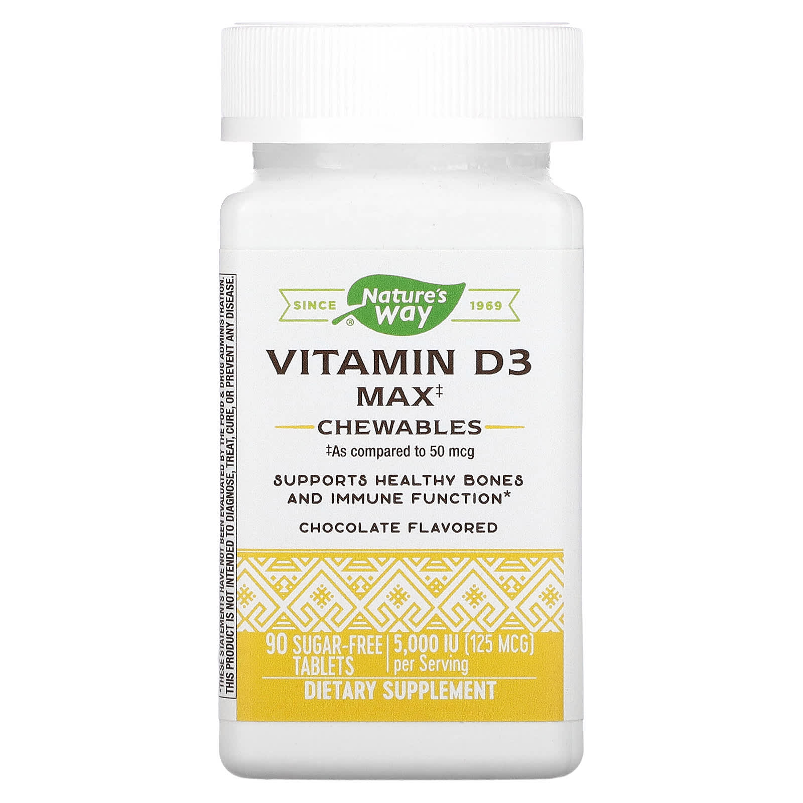 

Vitamin D3 Max, шоколад, 125 мкг (5000 МЕ), 90 таблеток без сахара, Nature's Way