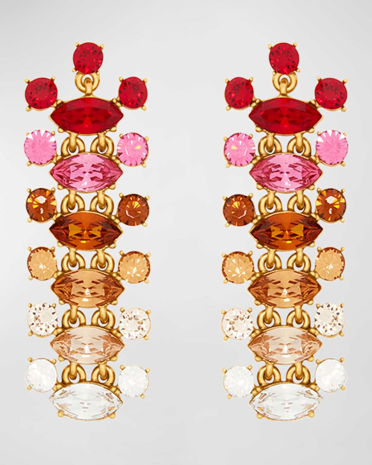 

Абстрактные хрустальные серьги-люстры Oscar de la Renta, цвет Red Multi